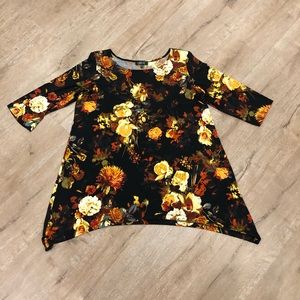 LBISSE Floral 3/4 Sleeve Tunic